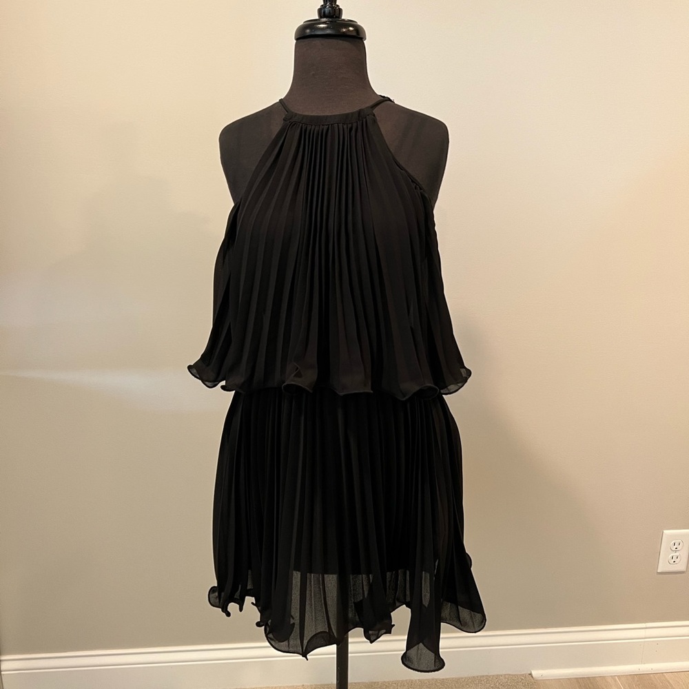 Black Pleated Swing Dress